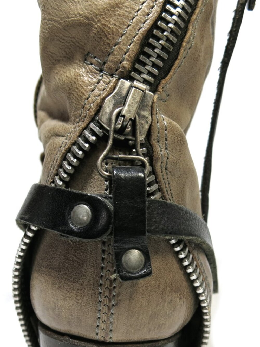 A.S. 98 Beige Double Zippered Boots, EU 38, US 8,Rare, Biker-Boho Strapped Boots - Picture 7 of 16